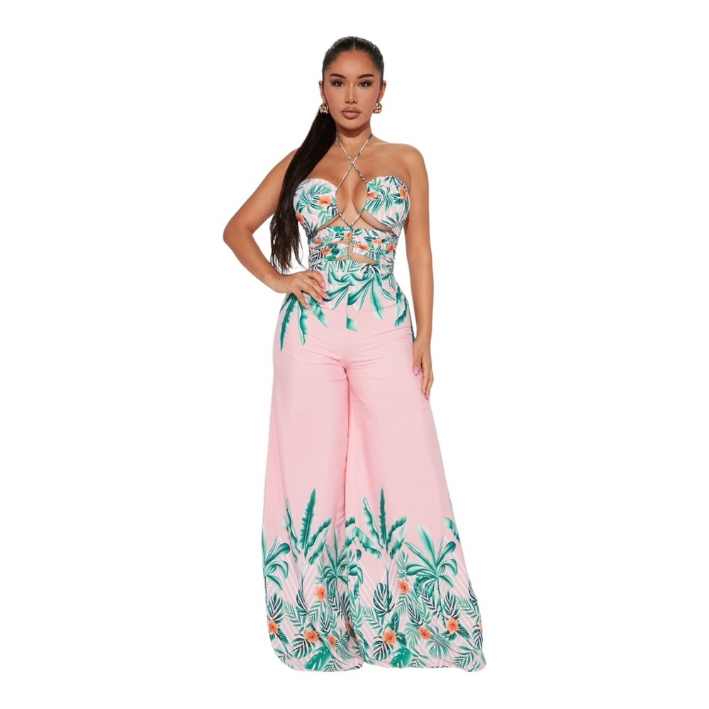 Fashion NOVA
Maui Nights Halter Jumpsuit - Pink/combo